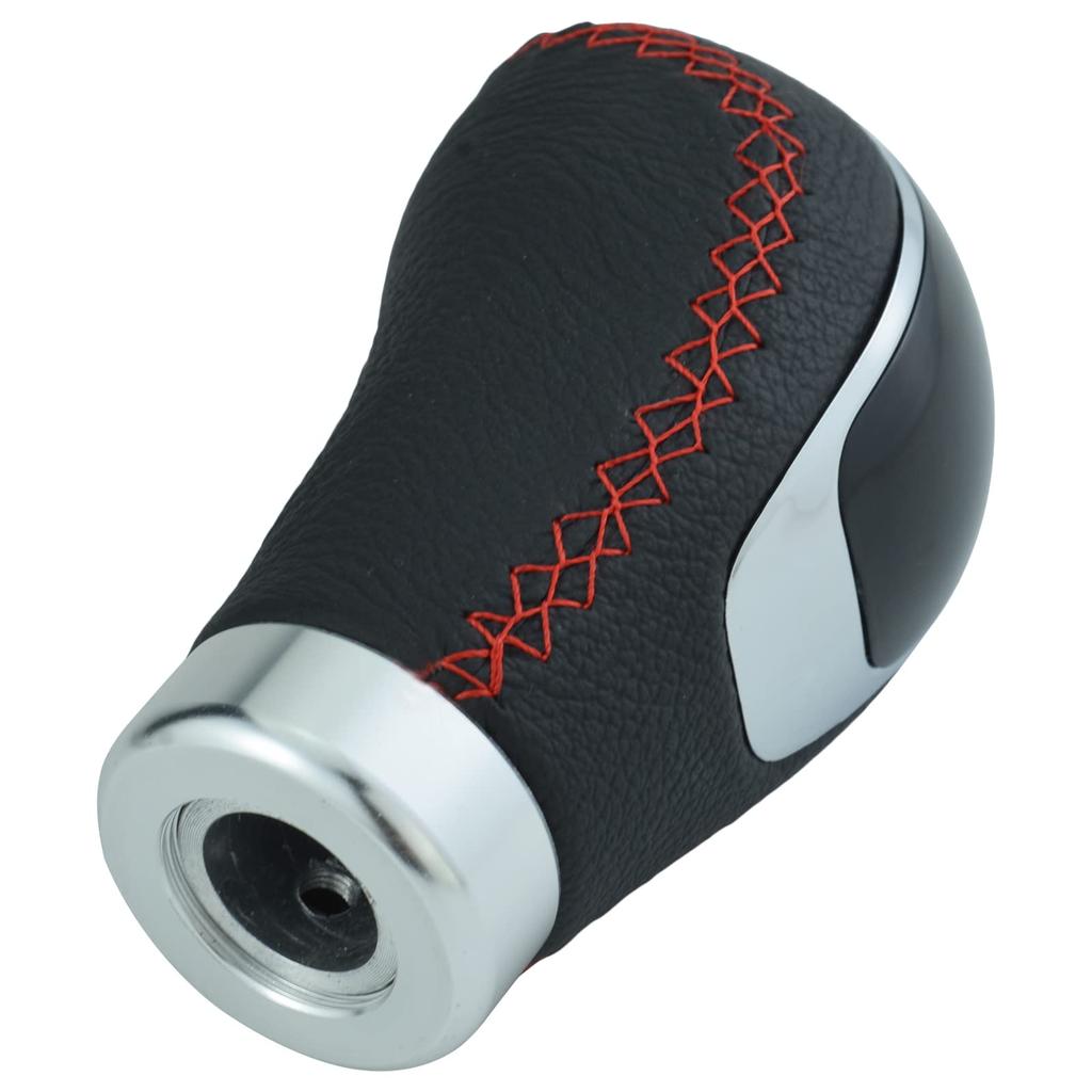 Arenbel Car Shift Knob 5 Speed Shift Handle Leather Car Interior Parts Red