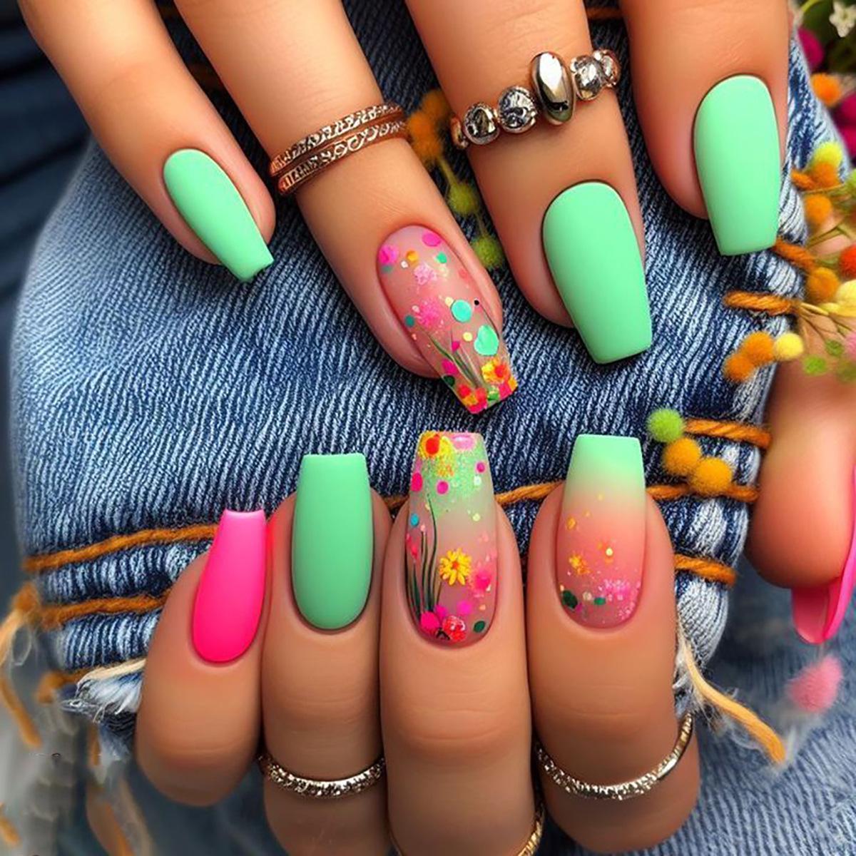 

Gradient Polka Dot Ballet False Nails - Hot Girl European & American Style