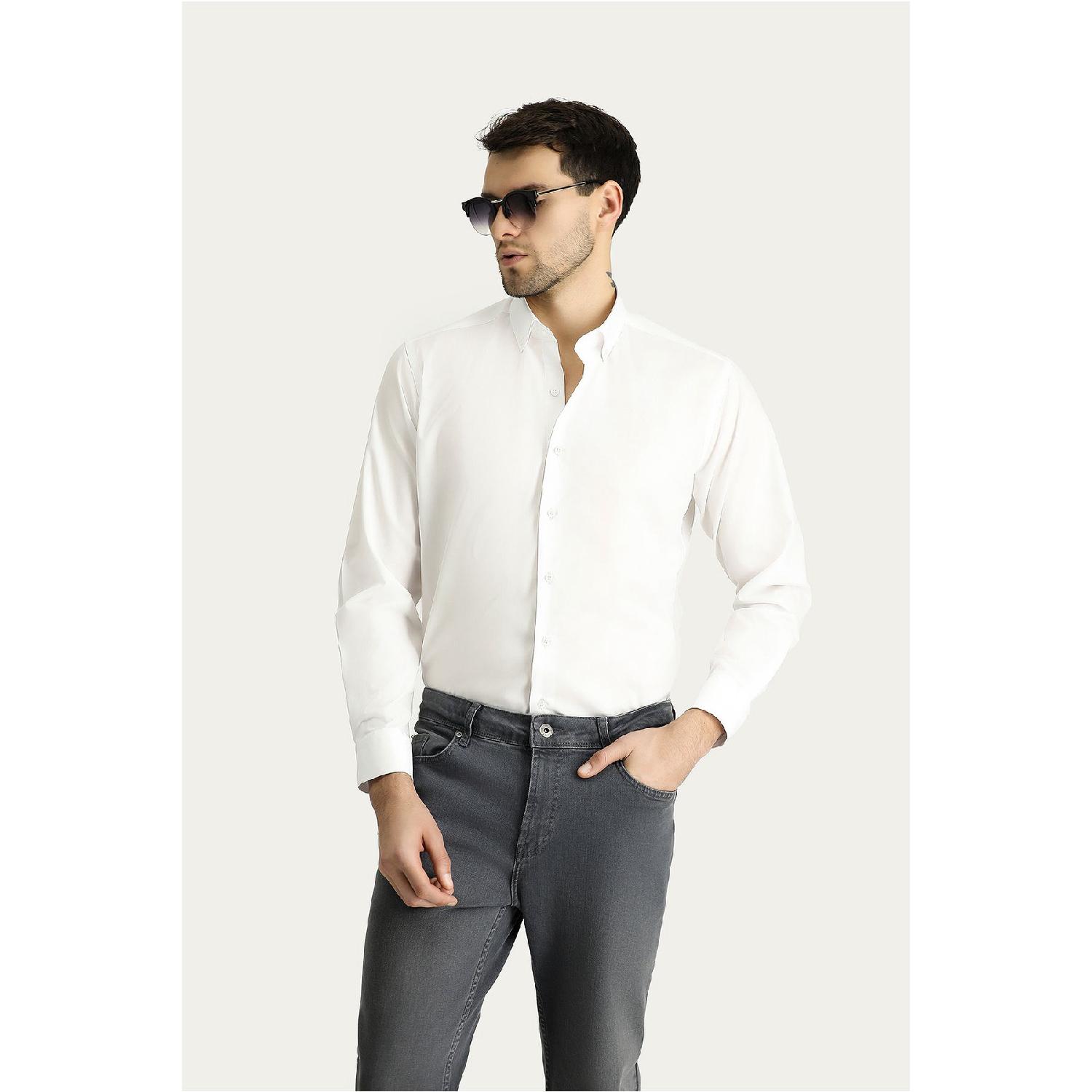 

Хлопковая рубашка обычного кроя с длинными рукавами, не требующая глажки M белый