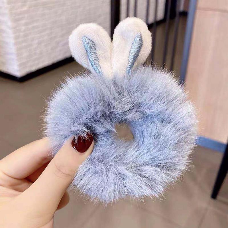 1Pcs/2Pcs New Hair Accessories Fake Fur Hair Rope Cute Bear Scrunchies Girls Elastic Hair Rubber Bands Gum Kids Ponytail Holder