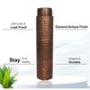 Pure Copper Rarity Curve Diamond Design Water Bottle with Advanced Leak Proof Protection and Joint Less With Antique Look |