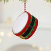 Christmas Drum Hanging Ornament for Tree Decoration Plush Fabric Texture Classic Red Green Colors
