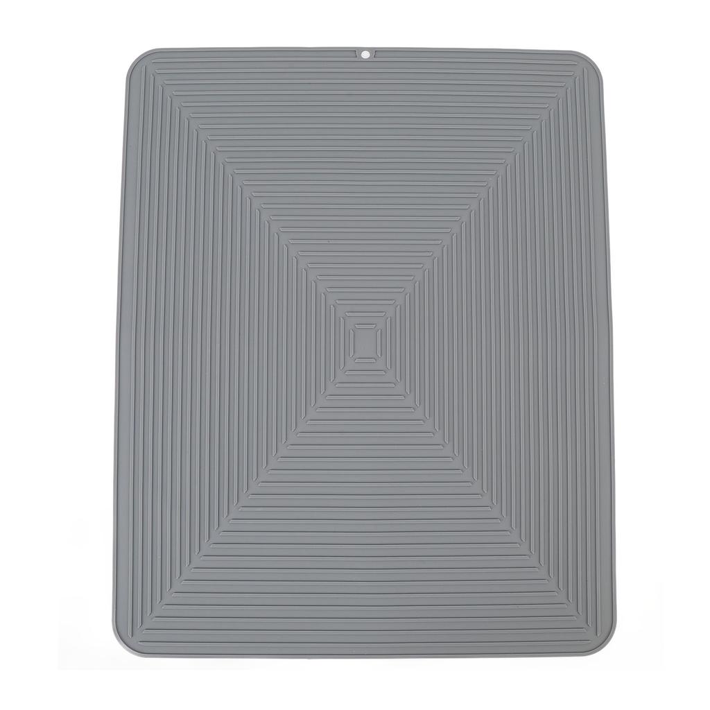 Silicone Dish Drying Mat Countertop Protector Heat Insulation Non Slip Drain Pad for Kitchen Counter Grey