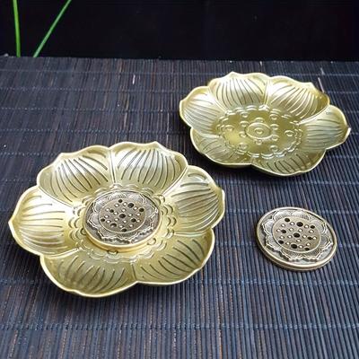 1pc, Elegant Golden Lotus Incense Burner - Metal Cone And Incense Stick Holder For Home Decor (Without Incense)