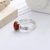 Adjustable Open Ring With Ethnic Totem Inlay Vintage Oxidized Copper Band Red Agate Accent Unisex Boho Statement Jewelry