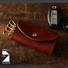 Am de Mas Key Tochigi Genuine Made in Card Key Brown Case, Leather, Leather, Japan, Gold-Plated, 4-Ring Holder, Holder, KC-026,