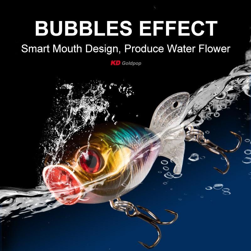 Kingdom GOLDPOP Fishing Lures 35mm 5.5g/9g Floating & Sinking Pencil Popper Hard Bait Soft Rotating Tail Topwater Wobblers Baits