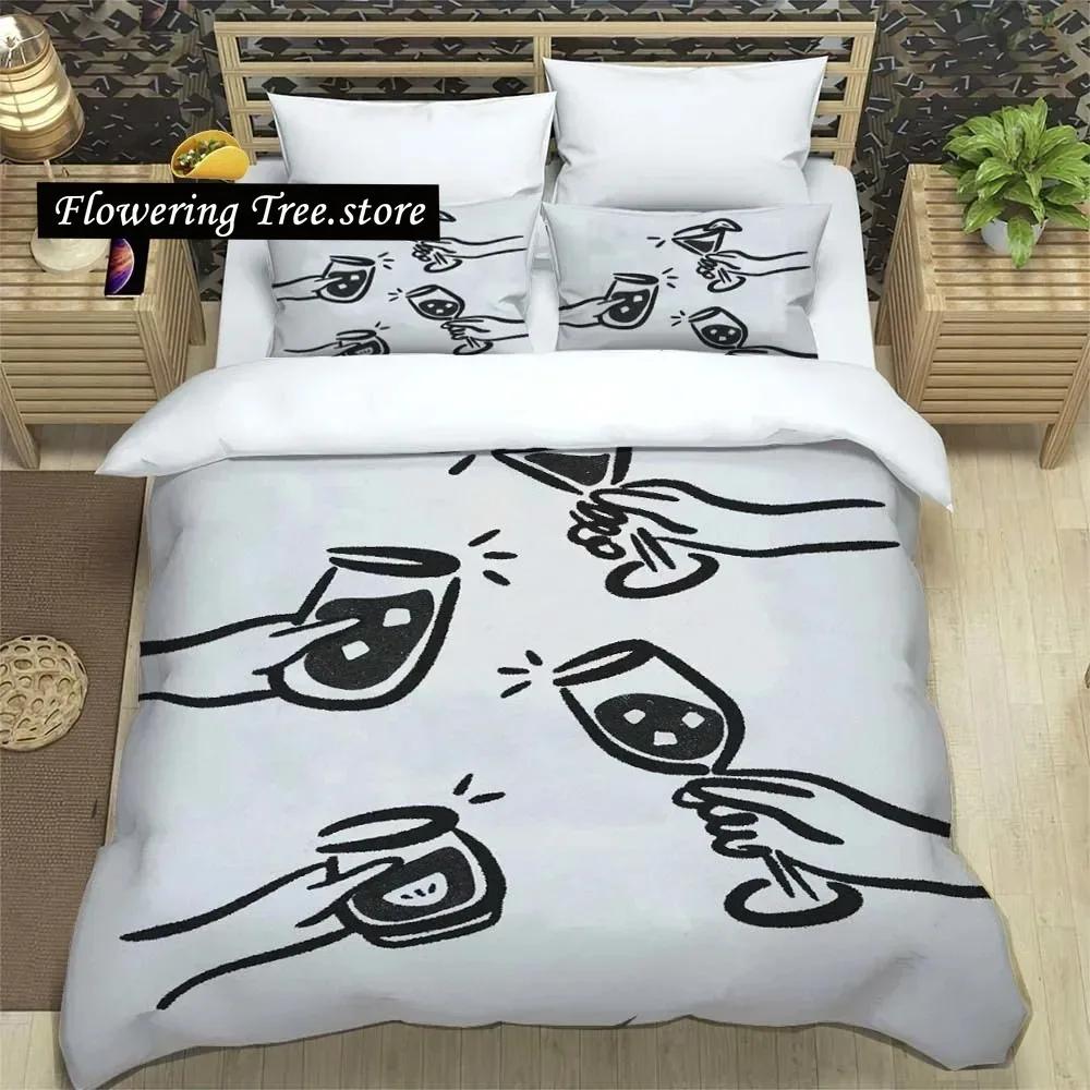 Beautiful Wine Glass Print Sheet Quilt Covers Bedding Dormitory Sheets Three-piece Bedding Set Soft Warm Bedding Set