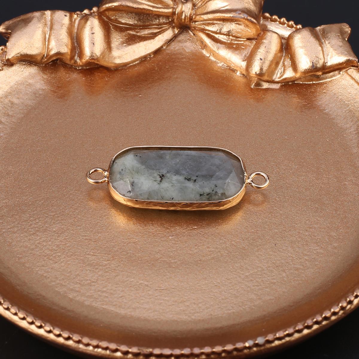 

Соединители натуральный камень розовый кварц/амазонит прямоугольный граненый разъем для изготовления ювелирных изделий DIY ожерелье браслет аксессуар 10x30mm/Flash Labradorite