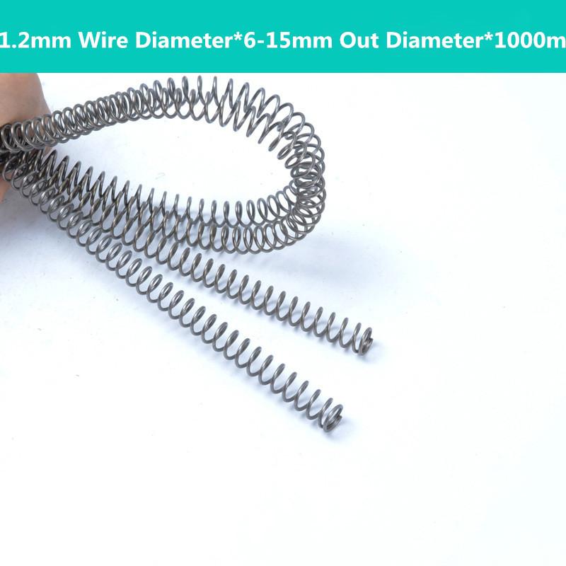 2PCS Professional Precision Coiled Compression Spring Thin Long Extension 1mm Wire Diameter 6-15mm Outer Diameter 1000mm Length
