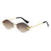 European & American Women’s Diamond-Shaped, Rimless Edge-Cut Sunglasses - Retro Fashion Leopard Metal Design