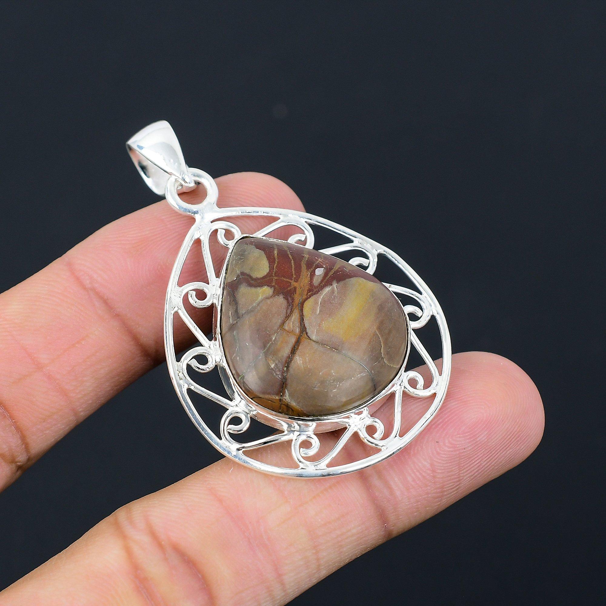 Friendship Day Deal 925 Silver Pear Noreena Jasper Stone Elegant Trendy Pendant