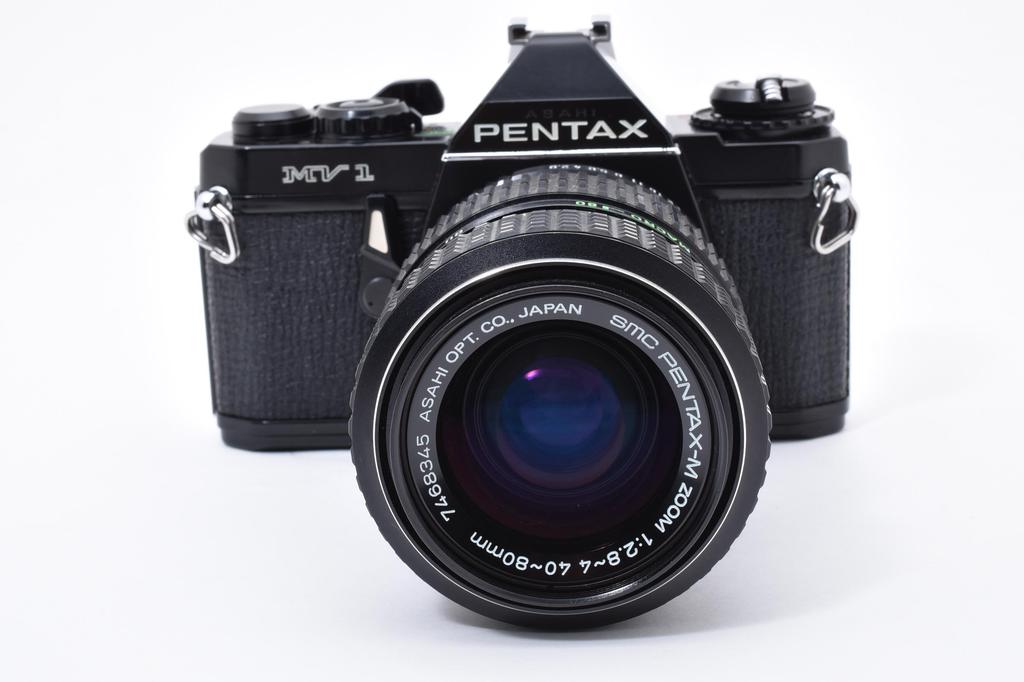 [USED] Pentax MV1 Black SLR Film Camera W. SMC Pentax-M Zoom 40-80mm, Near Mint, From JAPAN