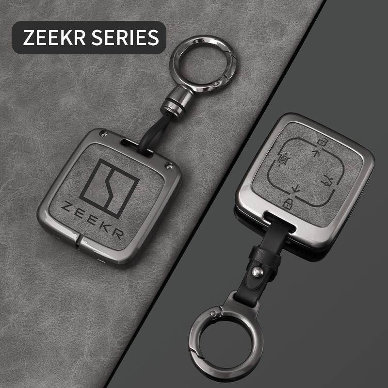 Zinc Alloy Leather Car Key Case Cover, For Zeekr 001 007 009 Zeekr X Zeekr Nfc Holder Shell Fob Protective Keychain Accessories