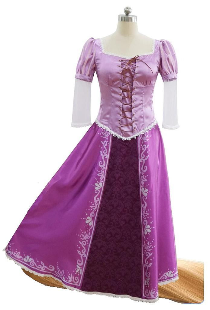 Rapunzel Dlouhé vlasy Princezna Kostým pro dospělé Cosplay Halloween Princezna šaty [Yousaku Co., Ltd.] Dámské (XL)