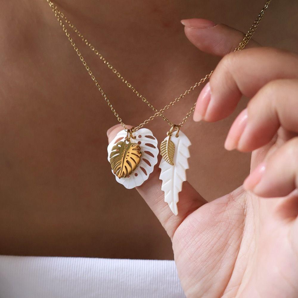 Handmade Hollowed Out Leaf Necklace Sweet Charm Gold Plated Leaves Necklace  Jewelry Accessories