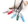 Synthetic Turquoise & Peacock Red Stone Double-Point Hexagon Pendant Necklace