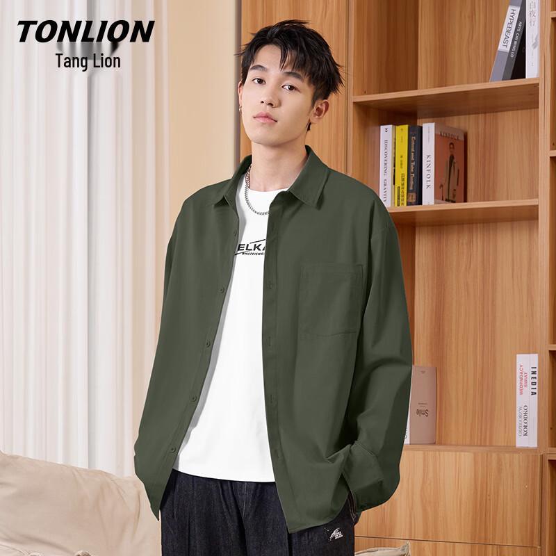 

TonLion Men s Casual Long-Sleeve Button-Up Shirt 3XL
