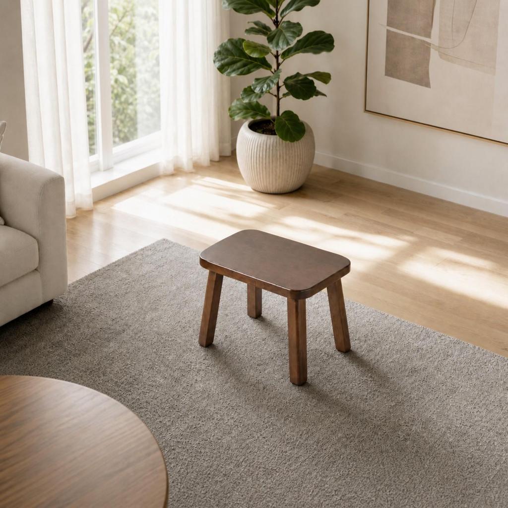 Wear-Resistant Wooden Stool Smooth Rounded Corners, Space-Saving, Footstool, for