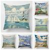 Beach Landscape Pattern Throw Pillow Cover With Short Plush Print For Living Room Sofa Decoration Cushion Cover Pillow Covers