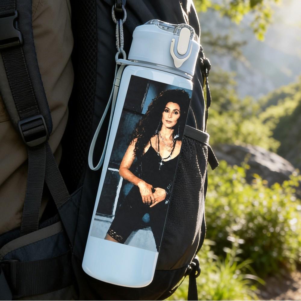 1PC Black Female Portrait A C 750ml Sports Water Bottle Leakproof Straw Lid Outdoor Office Home