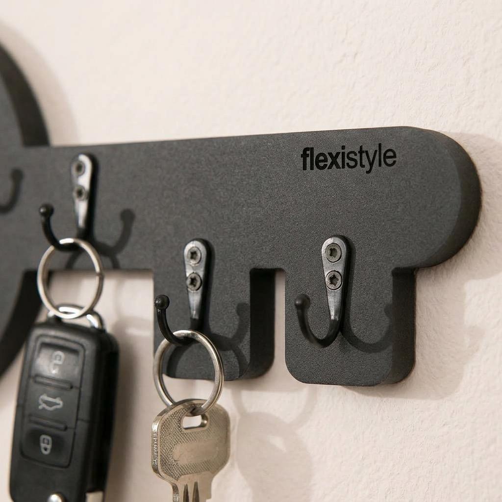 Wooden key hanger Retro Key Black