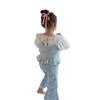 Spring 2025 Korean Style Girls' Lace Denim Flare Pants – Fashionable, Slim, Versatile Long Children's Pants