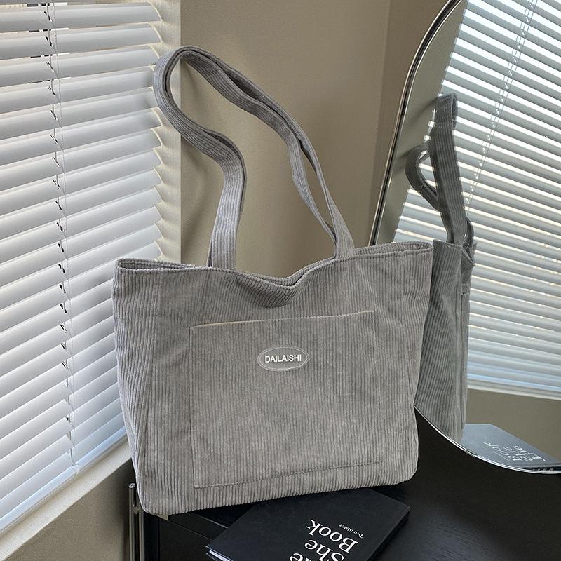 Retro schlichte Cord-Tote-Bag mit großer Kapazität, Damen Herbst und Winter neu, ein Schultergurt, Crossbody, unter dem Arm, lässige Handtasche