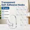 10 Pièces Crochets Muraux Transparents Auto-adhésifs Crochets Suspendus en Acrylique Imperméables Sans Perçage Crochets de Rangement pour Cuisine Salle de Bain Chambre Organisation de la Maison