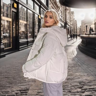 Women's Winter Loose Hooded Coat Short Large Size Solid Color Down Cotton-padded Coat