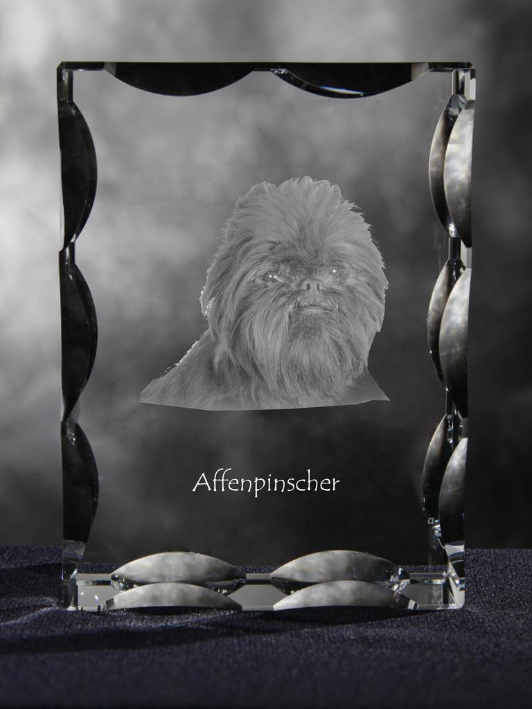 Affenpinscher, Affen, Affie - crystal with a picture of a dog, glass statuette with a picture, unique frame with a picture from Art-Dog brand