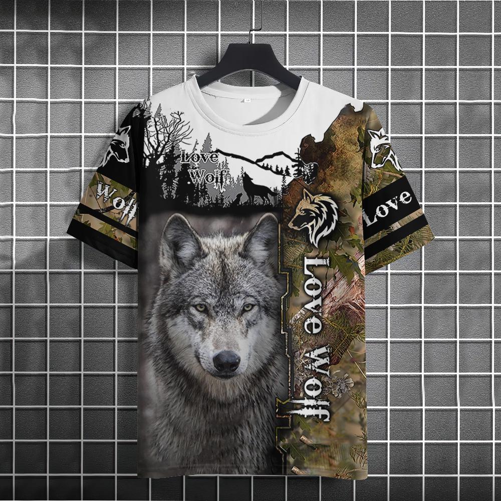 Fierce Animal 3d Print T-Shirts For Men Vintage Men's T-Shirt Summer Short Sleeve Tops Fashion Oversized Tees Men Streetwear New