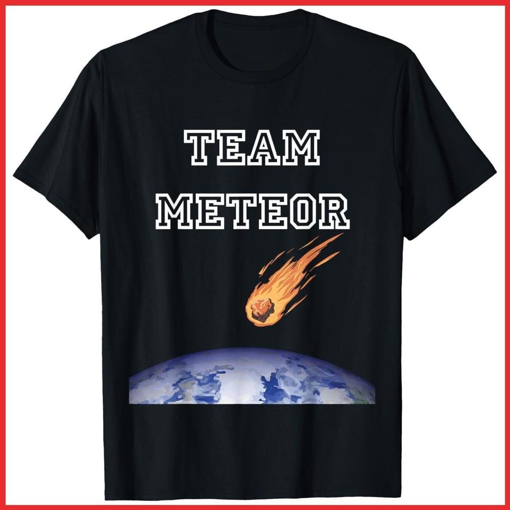 Team Meteor Crashing Into Planet Black Cotton T-Shirt Unisex T-Shirt L