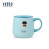 TYESO 355ml Double Wall Vacuum Insulated Mug with Ceramic Coating Inner One-Handed Open Lid Coffee Cup for Hot Cold Drinks with Coffee Sticker