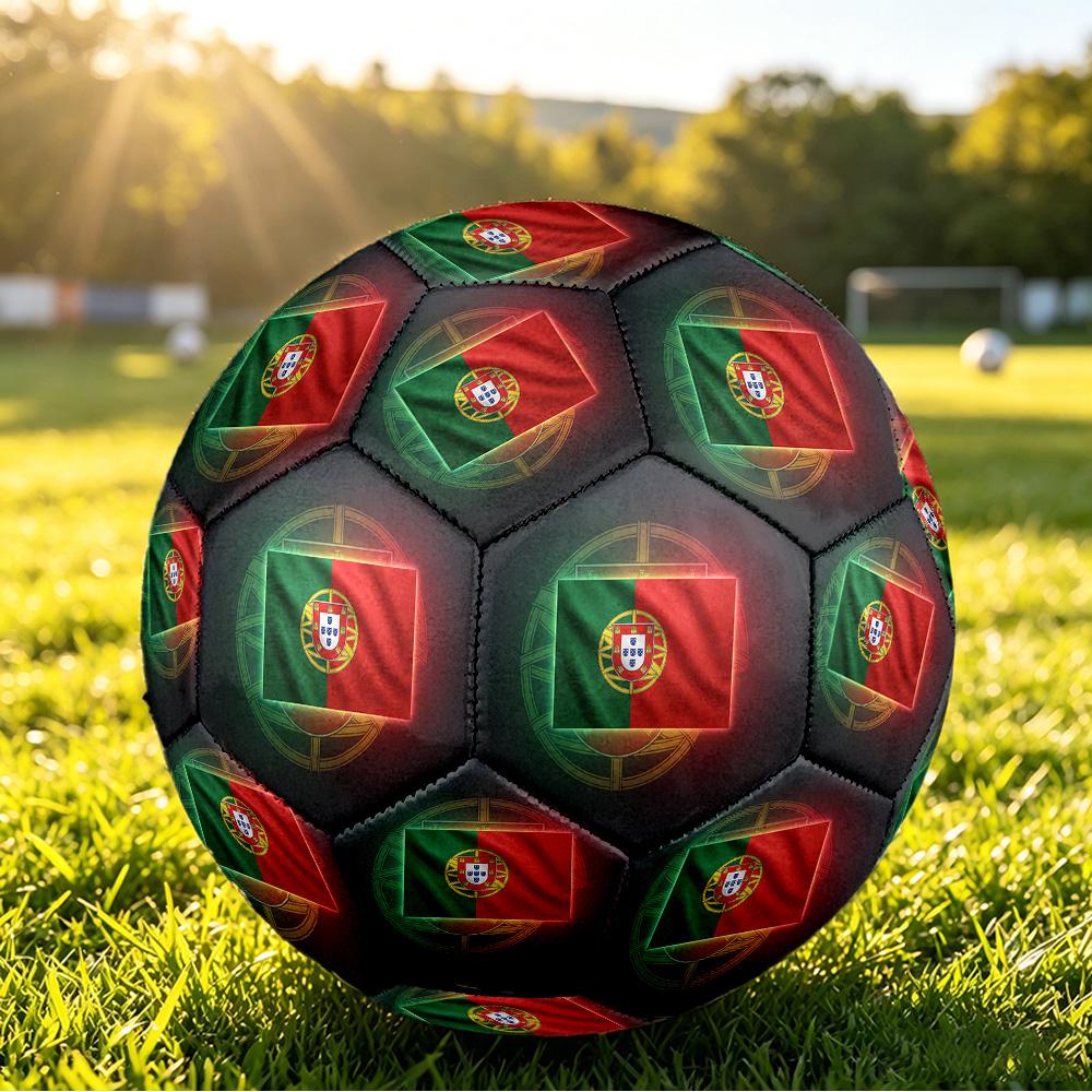 Portugal Football Printed Size 5 Soccer Ball Wear Resistant Standard Adult Training Football Fan Gift for Indoor Outdoor Match Sports