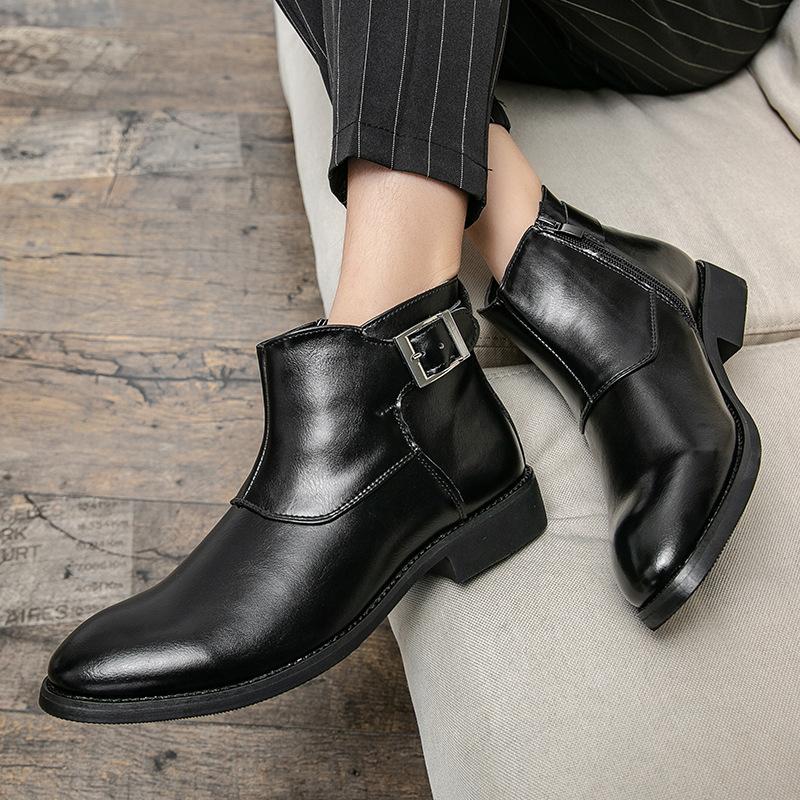 

Large Size Autumn Fashion Retro Zipper Casual Martin Boots Trendy Leather Boots Business High Top Short Boots 48