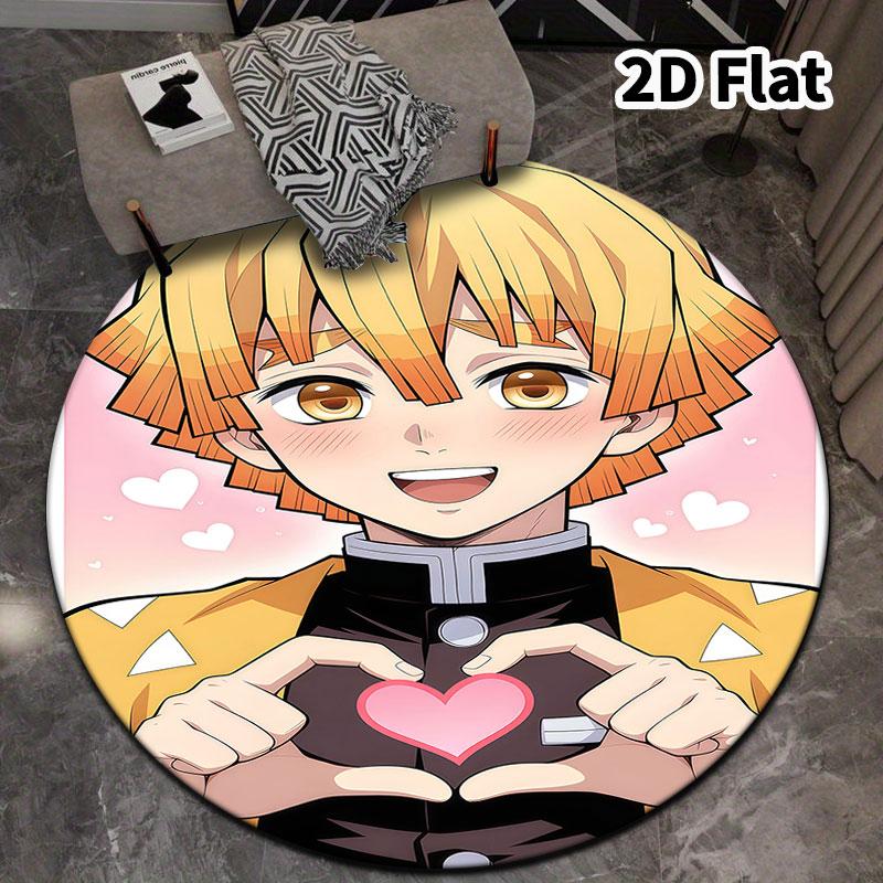 Demon Slayer Kimetsu No Yaiba Round Area Rug Carpet Rug For Living Room Bedroom Sofa Playroom Decor Nonslip Floor Mat