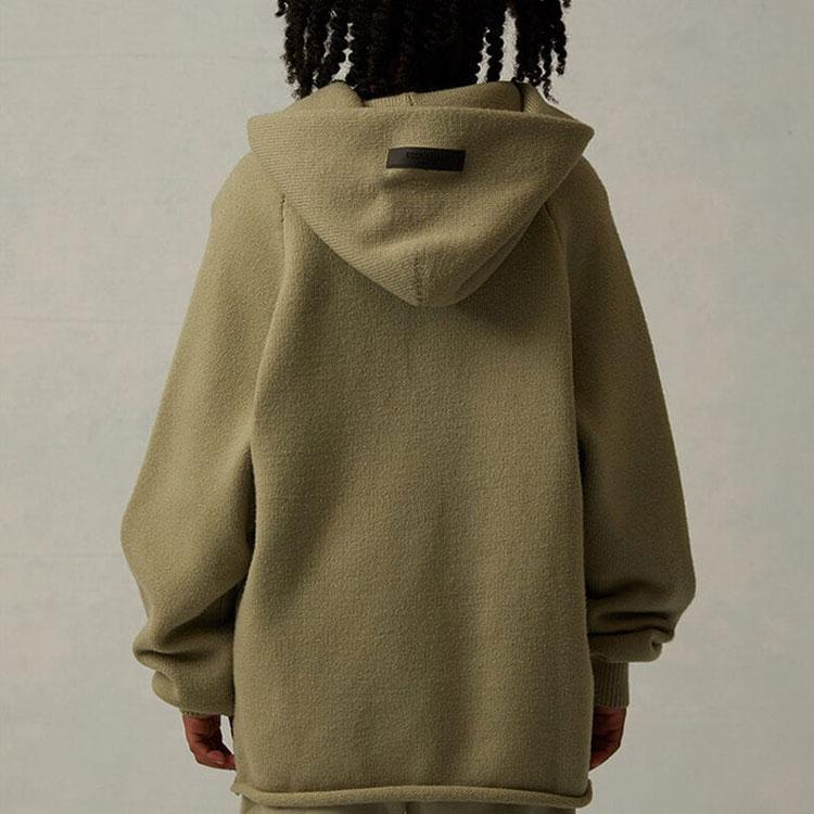 Fear of God Essentials SS22 Kids Big E Knit Hoodie Sea Foam Logo Kids Hoodies Gray-Green FOG-SS22-668