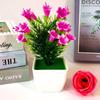 Plastic Lily Cherry Blossom Rose Flowers Potted Plant For Decor Home