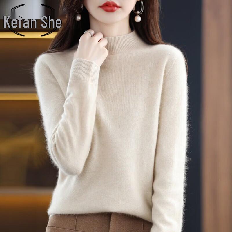 Women's Pure Wool High-Neck Casual Pullover Sweater
