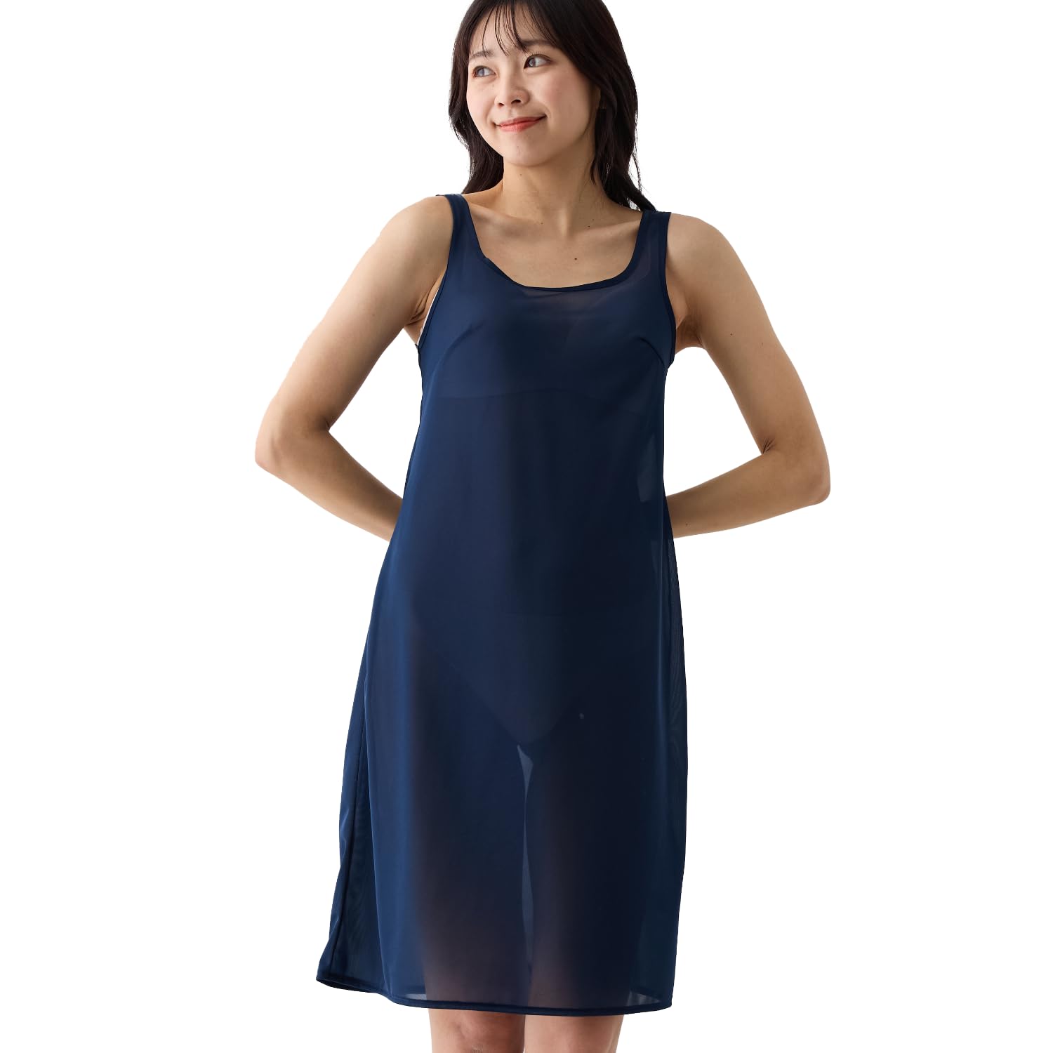 

Posture Studio Funny Long Camisole Large Slip, Moisture-Wicking, Quick-Drying, Anti-Static, Petticoat, Dress, Innerwear, Dress, Size, Non-See-Through,