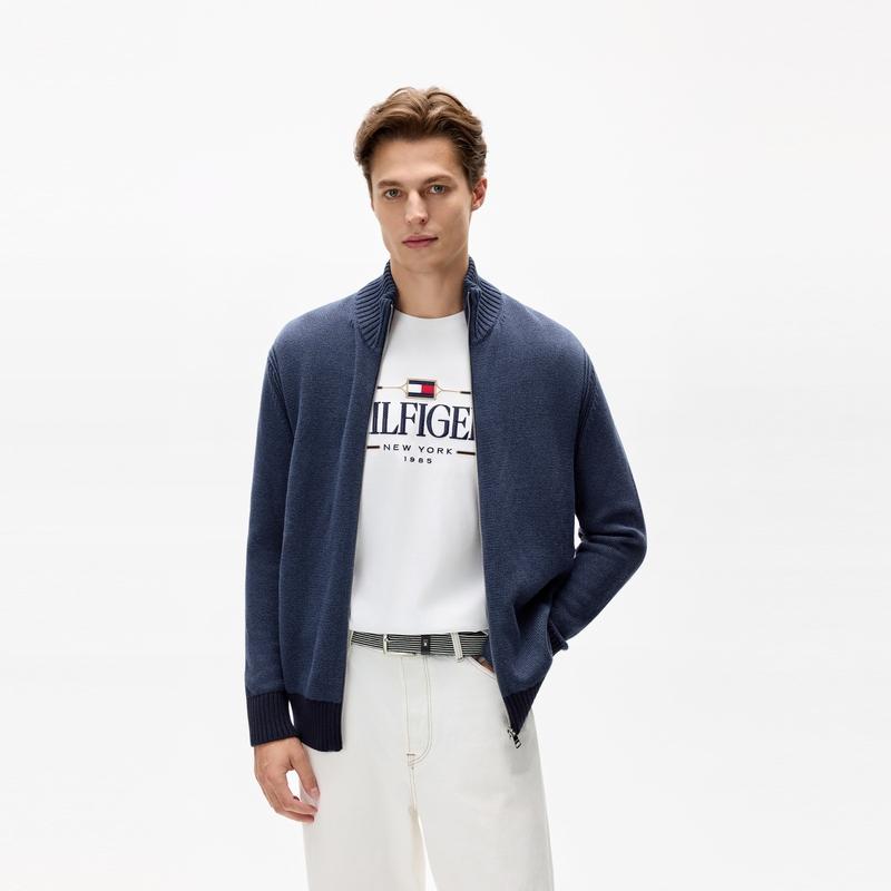 Tommy Hilfiger Business Casual Comfy Loose Stand Collar Cardigan Sweater Men Sweater MW0MW36524