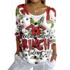 Women's Fashion Casual Knit Sweater Button-Up Christmas Print Cardigan Jacket