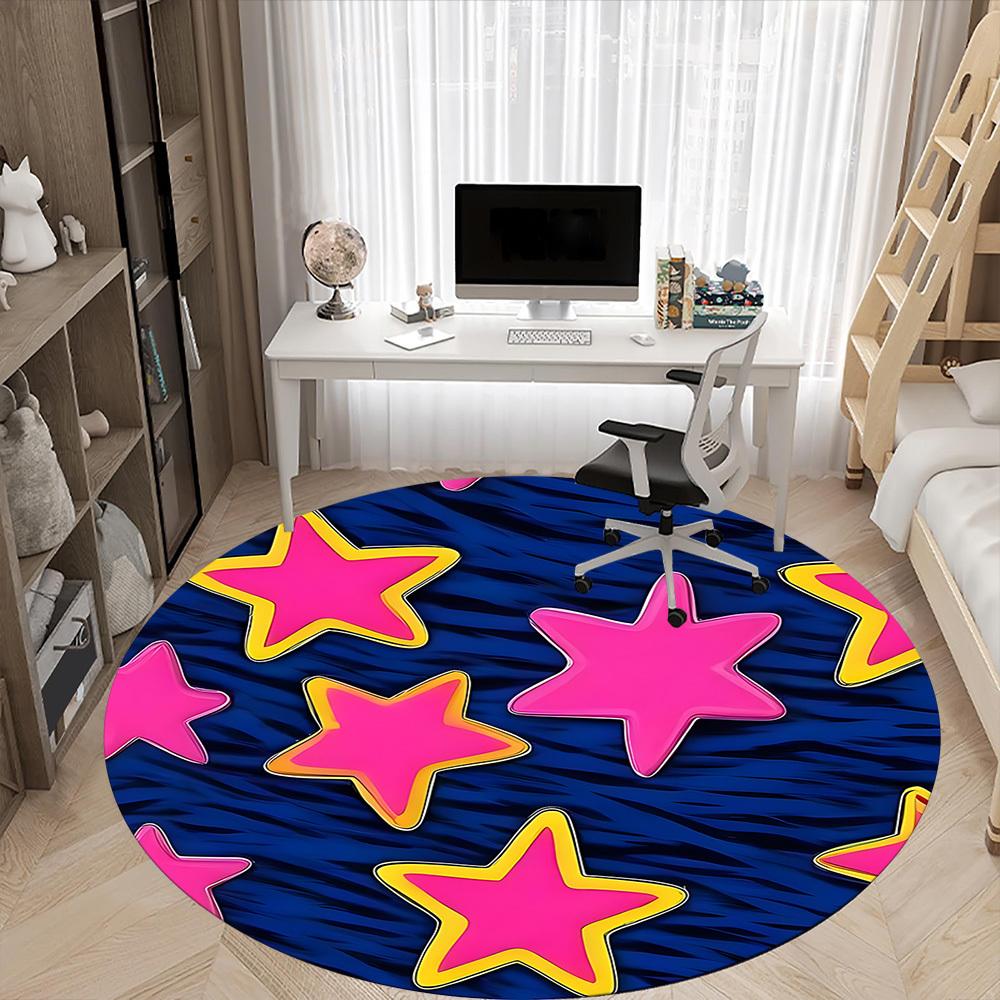 1pc Starry Night Decorations Office Round Rug, Non-slip, Soft and Durable Office Rug for Interior Decoration, Perfect for Office, Beautiful Decoration