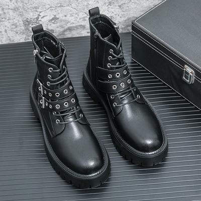 Classic Brand Men's Leather Casual Shoes Thick Soled Wear-resistant Winter Men's High Top Ankle Boots Business Short Boots
