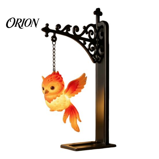 Magical Lantern for Reading Nook Hanging Magic Owl Bird Deer Bookend Lamp, Gothic Metal Bookshelf Light, Relaxed Light Den Vintage Library Animal