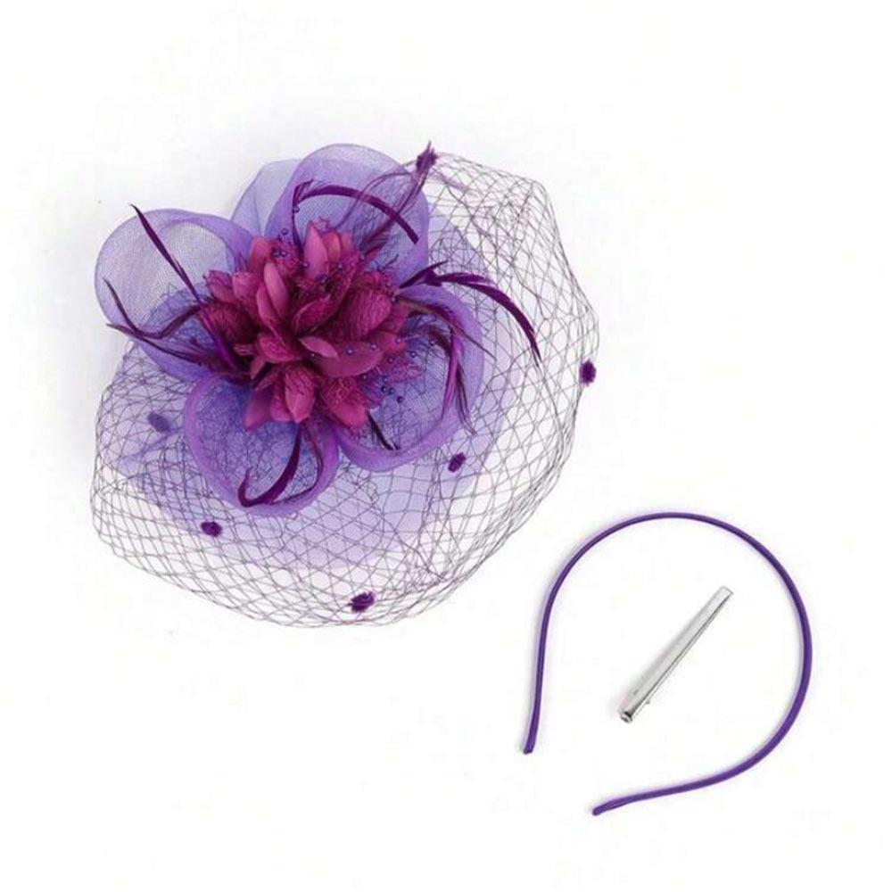 Bridal Feather & Tulle Petal Hairpiece with Veil