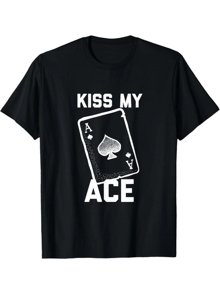 Funny Poker Kiss My Ace Poker Card Spades T Shirt TShirt Vintage T Shirt Harajuku Vintage T Shirt Camisas Streetwear