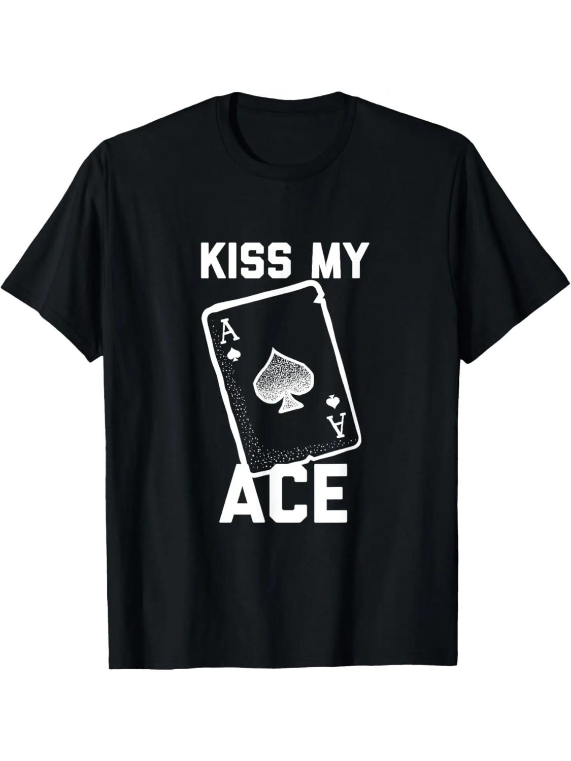 Funny Poker Kiss My Ace Poker Card Spades T Shirt TShirt Vintage T Shirt Harajuku Vintage T Shirt Camisas Streetwear S