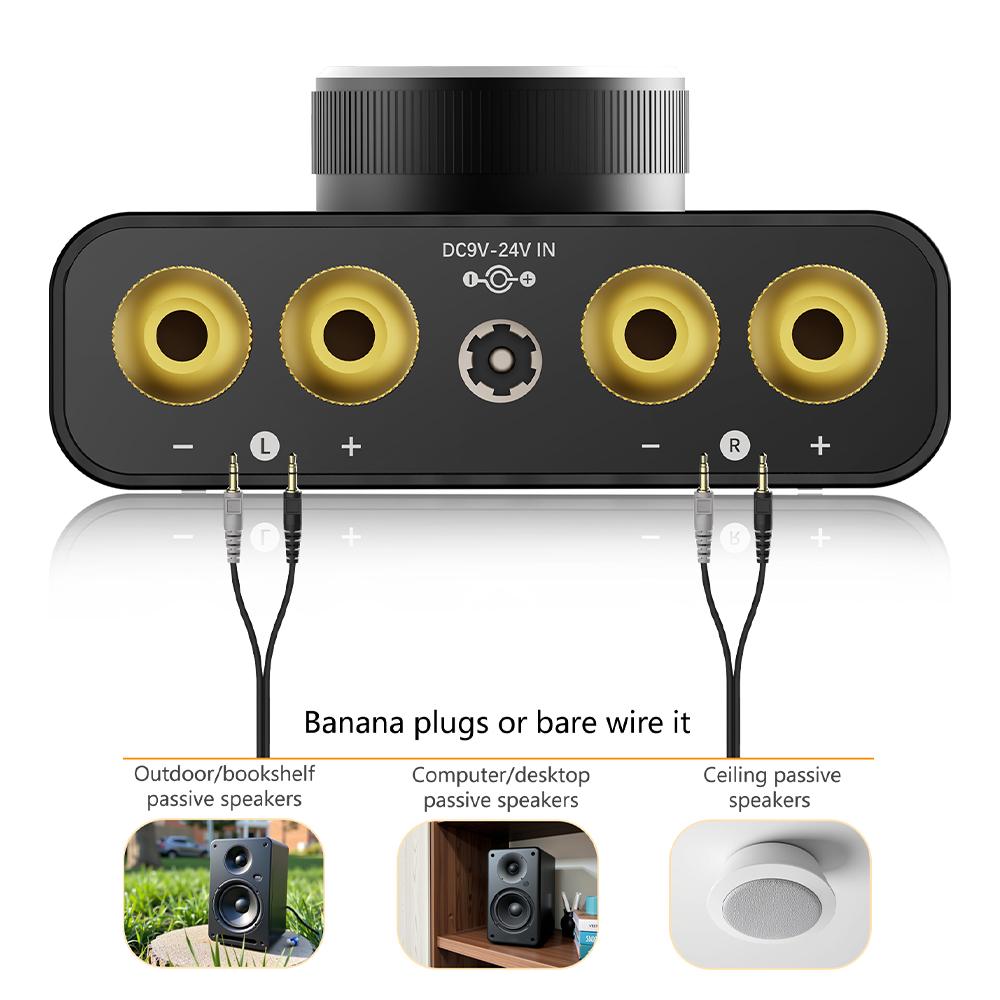 Bluetooth 5.0 Mini Amplifier Hi-Fi Stereo Dual Channel Home Audio TPA3116 Chip Support AUX Power Amplifier 50+50W U.S. Plugs